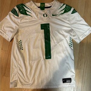 Nike Men's White and Green Football Jersey